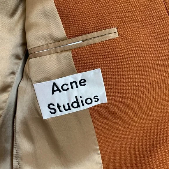 Acne Studios dark burnt orange double breasted suit blazer jacket US 2 4 - Picture 7 of 16